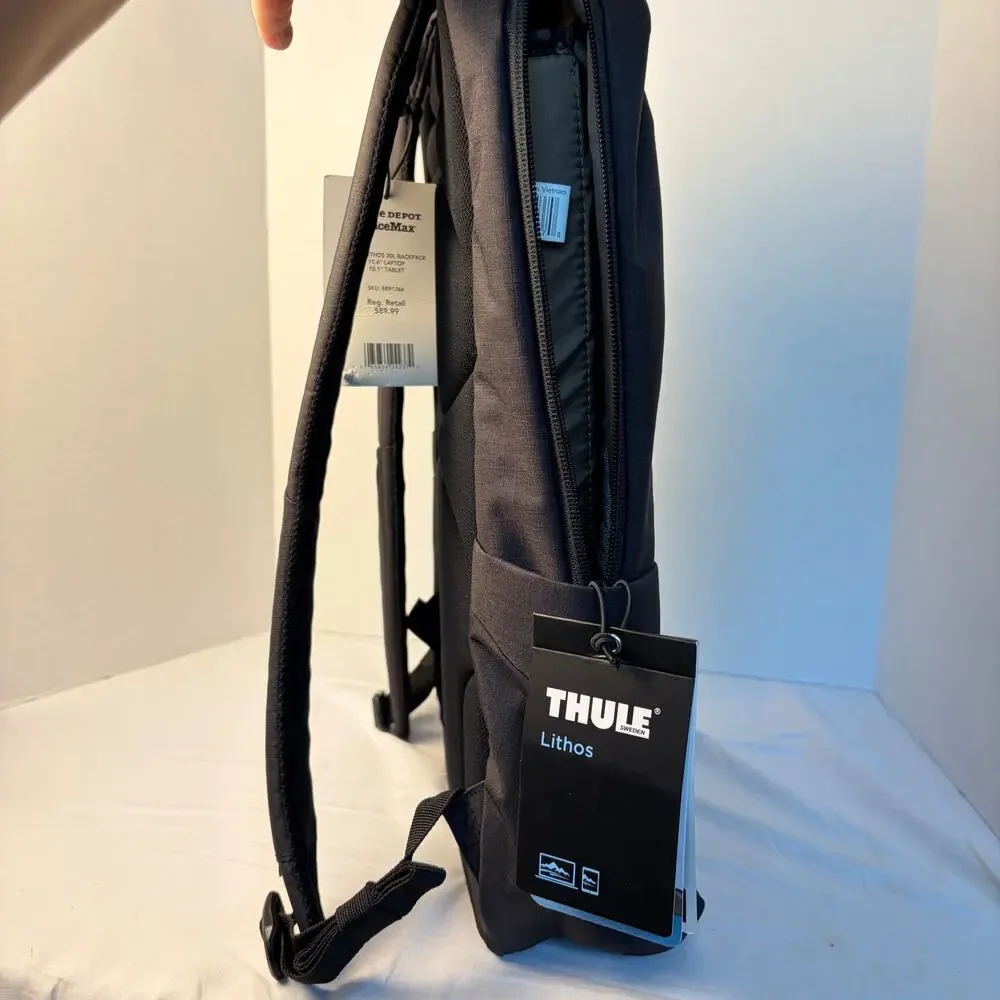 NWT Thule Lithos 20L black backpack, laptop/tablet pockets. office, career